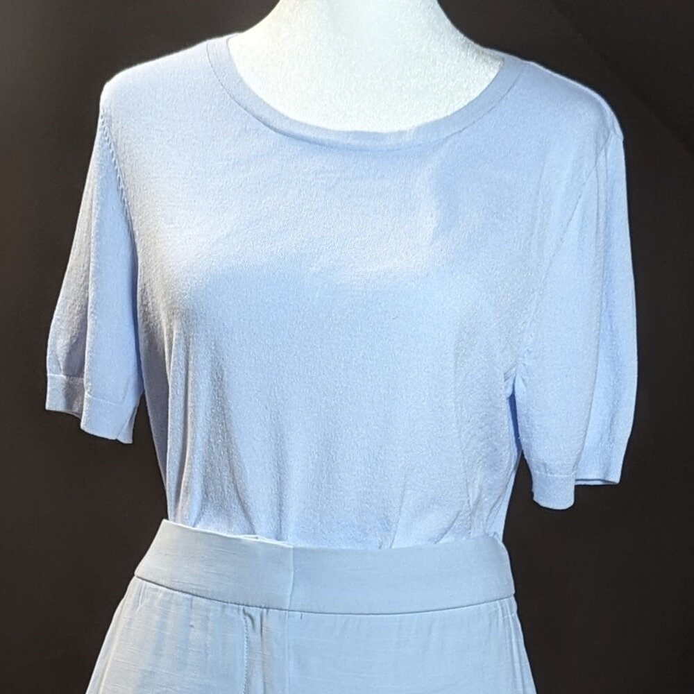 Ann Taylor LOFT Sweater Tee with Tie closure, Sky Blue, Size M